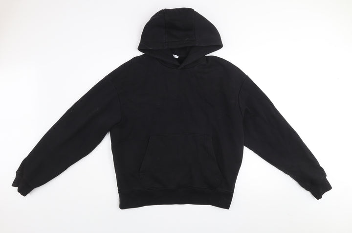 Zara Women Black Size 12 Pullover Hoodie Cotton Blend