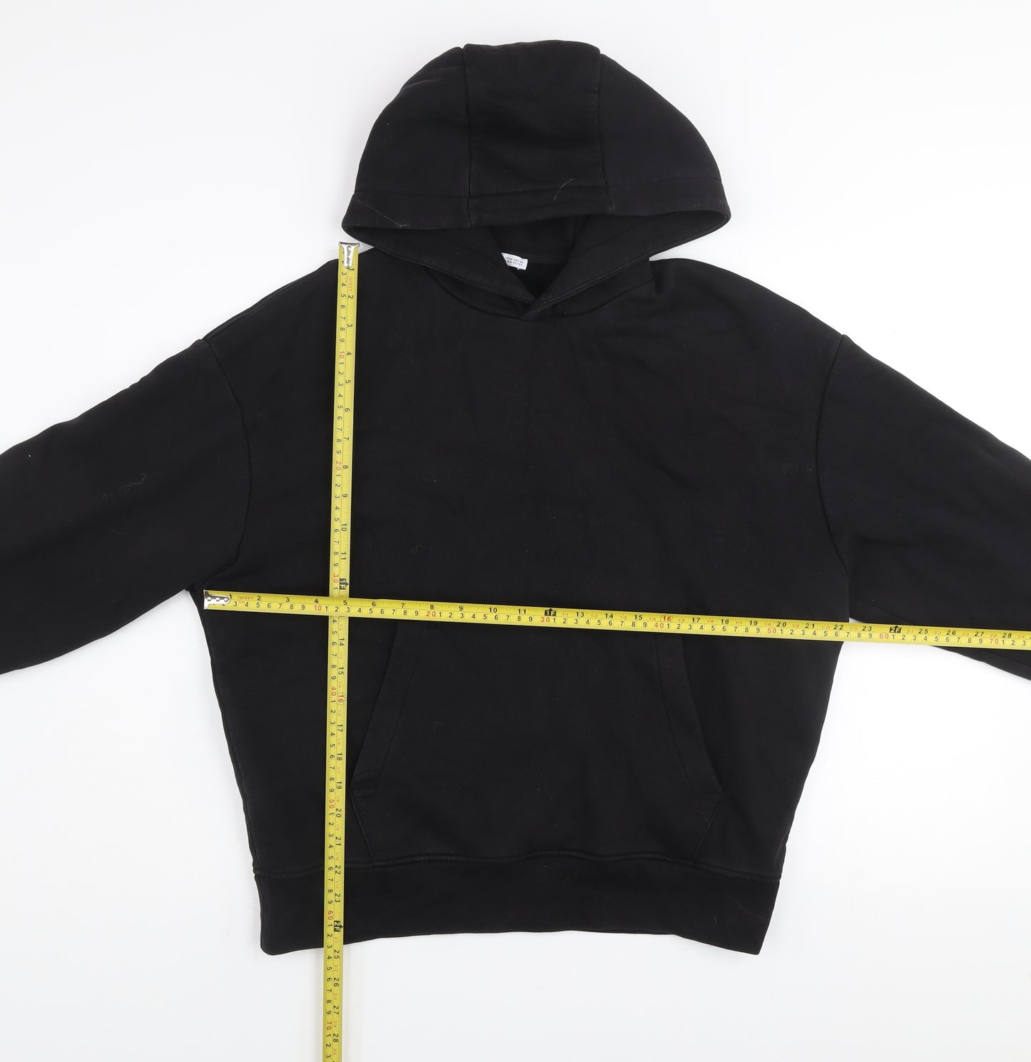 Zara Women Black Size 12 Pullover Hoodie Cotton Blend