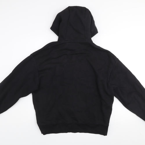 Zara Women Black Size 12 Pullover Hoodie Cotton Blend
