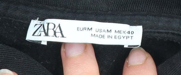 Zara Women Black Size 12 Pullover Hoodie Cotton Blend