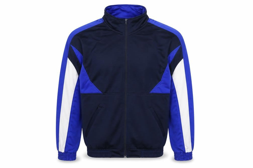 Front view of Total Sport Men's Blue Full Zip Lightweight Track Jacket, size M