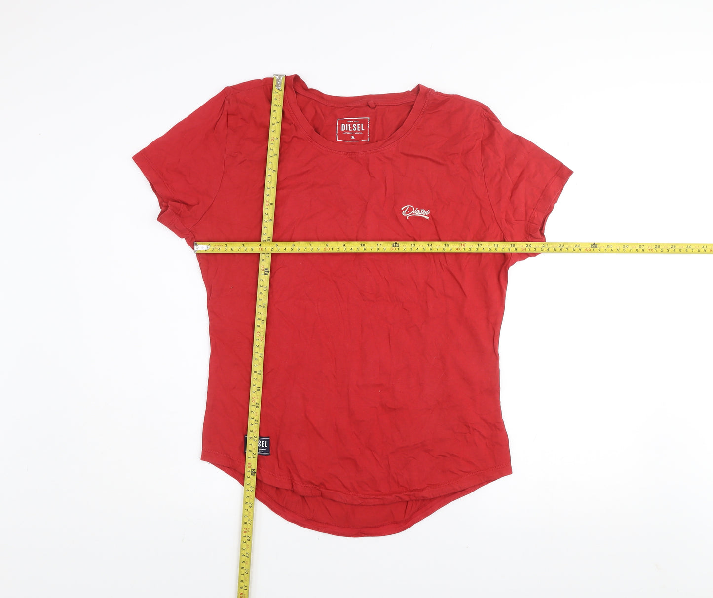Diesel Men's Red Cotton Short Sleeve Crew Neck T-Shirt XL