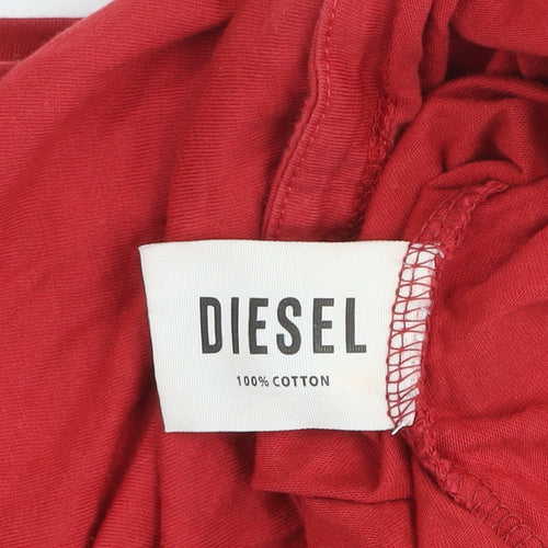 Diesel Men's Red Cotton Short Sleeve Crew Neck T-Shirt XL