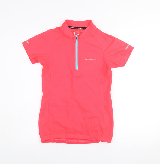 Muddyfox Womens Pink 1/4 Zip Cycling Jersey Top UK 8 Short Sleeve