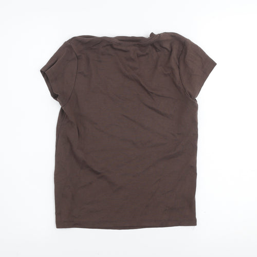 Stradivarius Women's Brown Cotton 'Boston 1981' T-Shirt Size 12