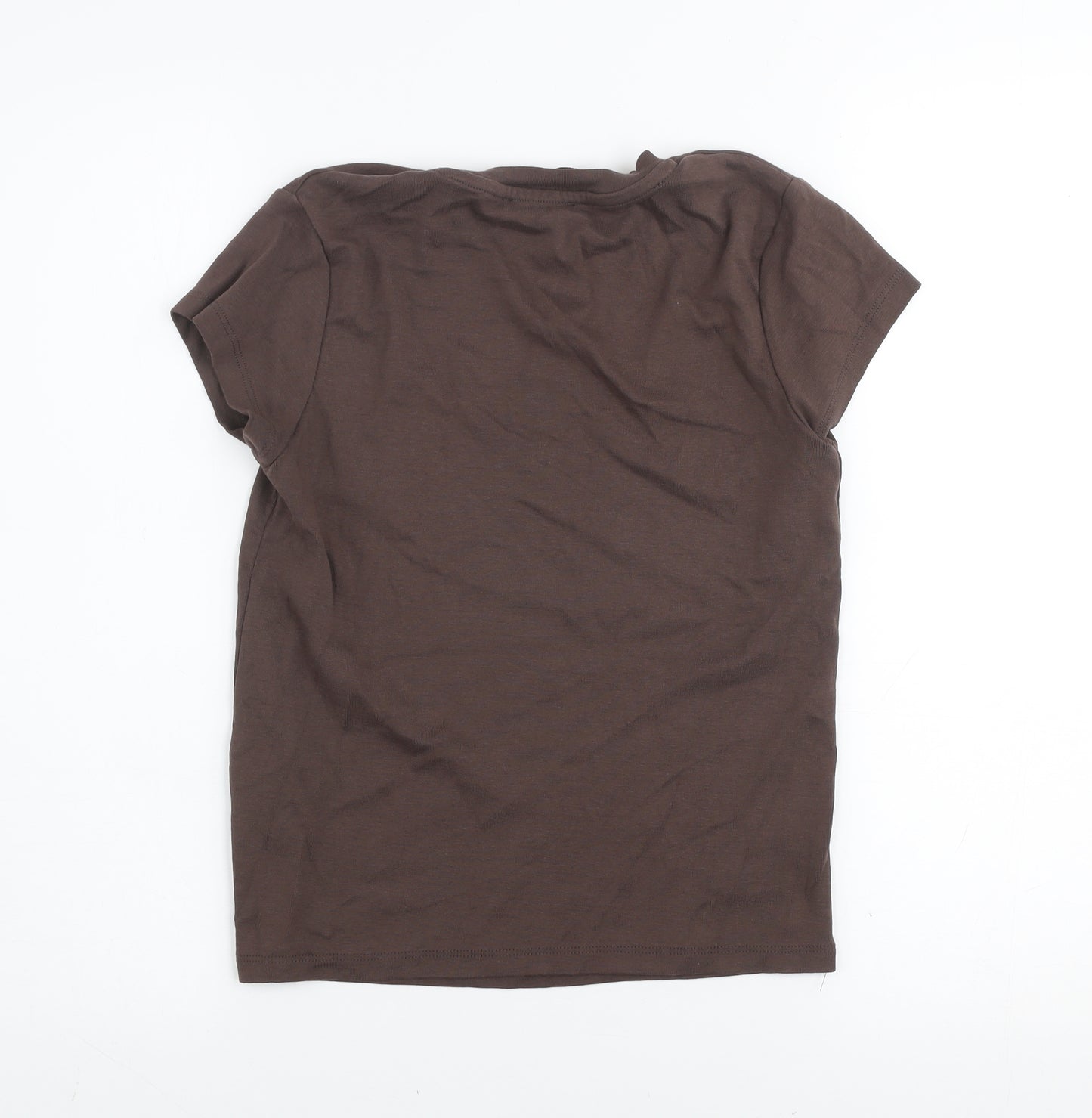 Stradivarius Women's Brown Cotton 'Boston 1981' T-Shirt Size 12