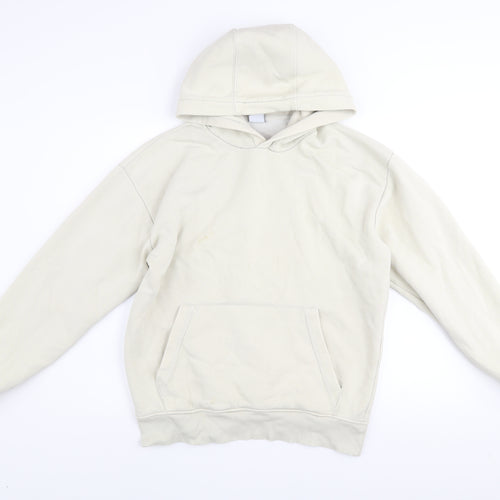 Zara Men Beige Pullover Hoodie Size M Cotton Blend Fleece