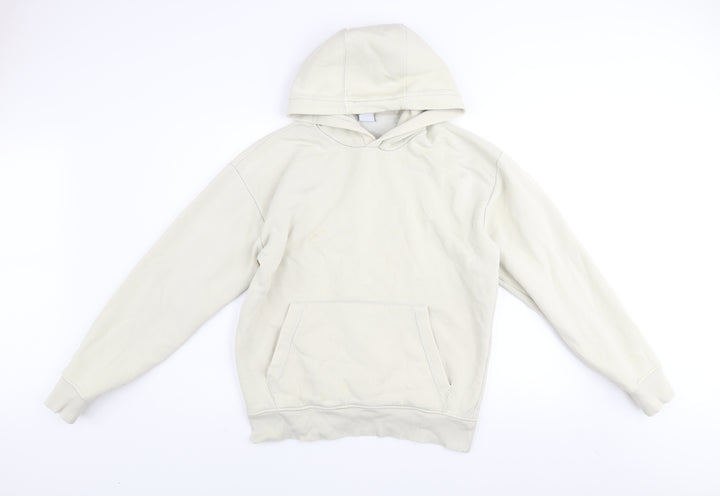 Zara Men Beige Pullover Hoodie Size M Cotton Blend Fleece