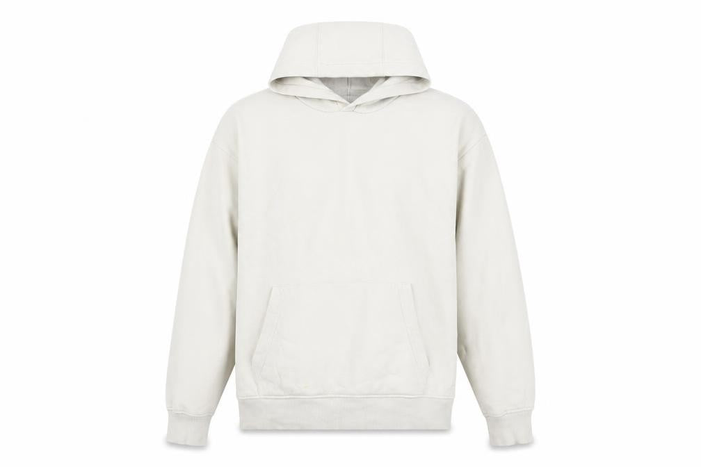 Front view of Zara Men Beige Pullover Hoodie, size M, Cotton Blend Fleece