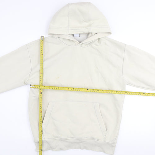 Zara Men Beige Pullover Hoodie Size M Cotton Blend Fleece