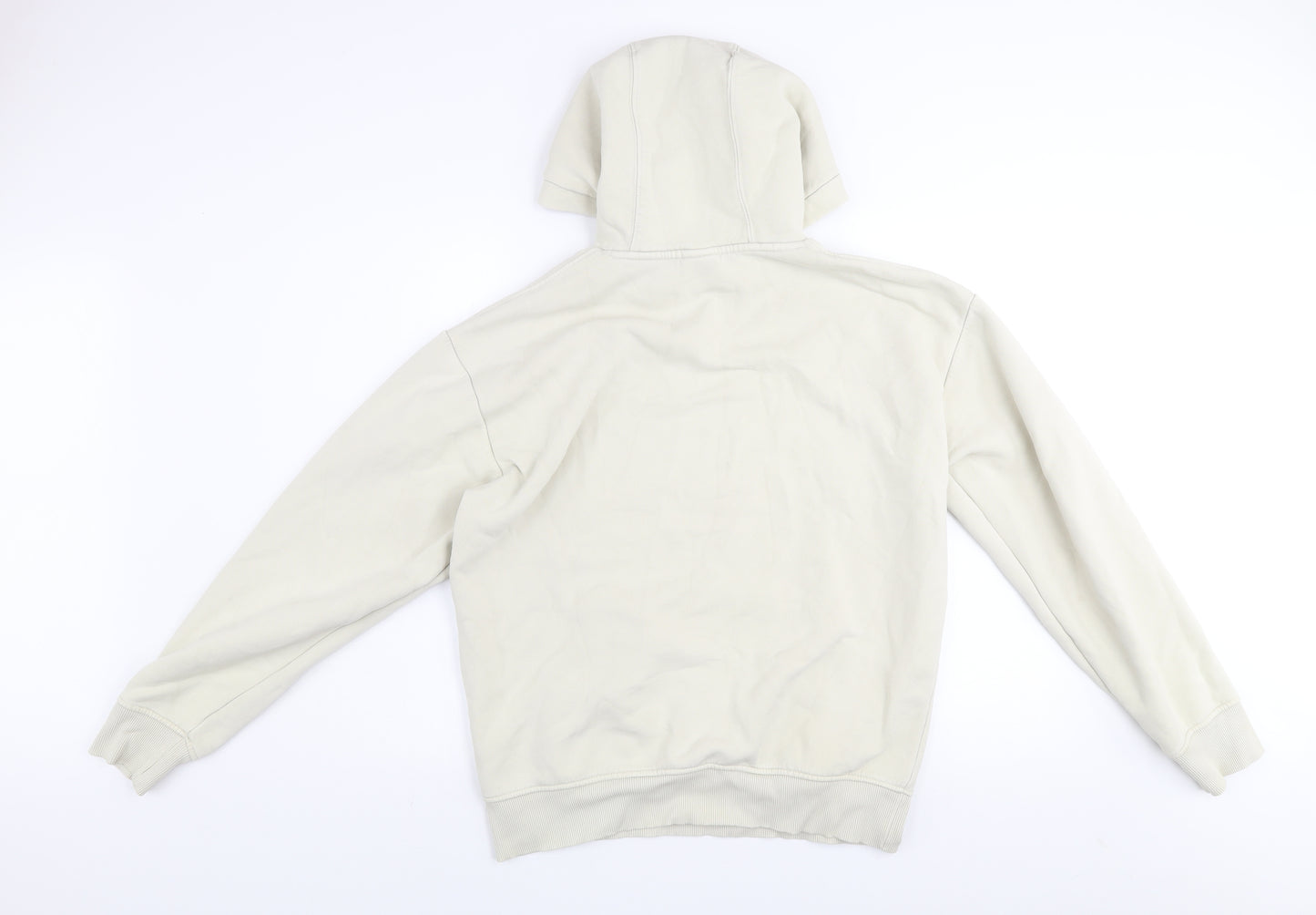 Zara Men Beige Pullover Hoodie Size M Cotton Blend Fleece