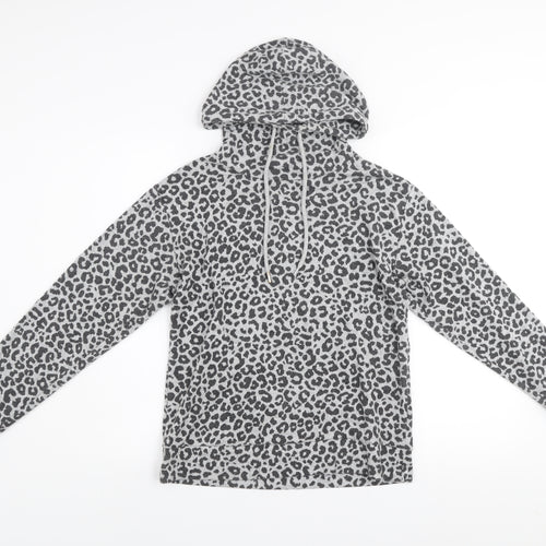 Kelly & Grace Women Grey Animal Print Pullover Hoodie Size S