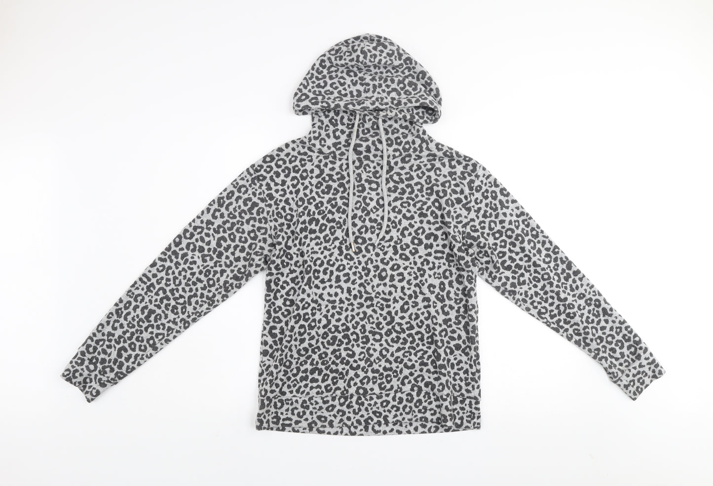 Kelly & Grace Women Grey Animal Print Pullover Hoodie Size S