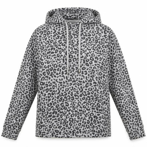 Kelly & Grace Women Grey Animal Print Pullover Hoodie Size S