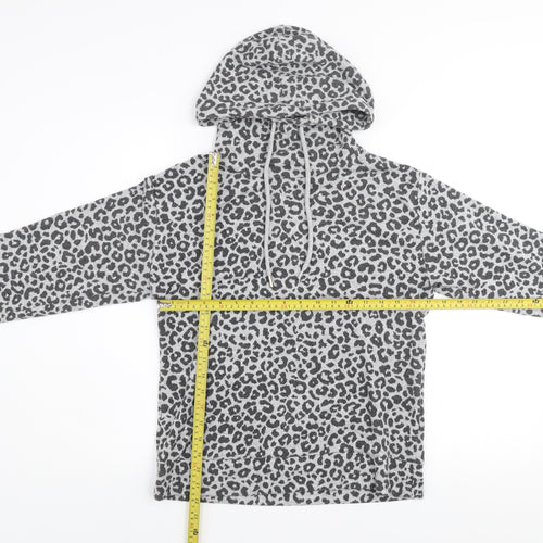 Kelly & Grace Women Grey Animal Print Pullover Hoodie Size S