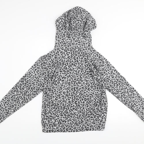 Kelly & Grace Women Grey Animal Print Pullover Hoodie Size S