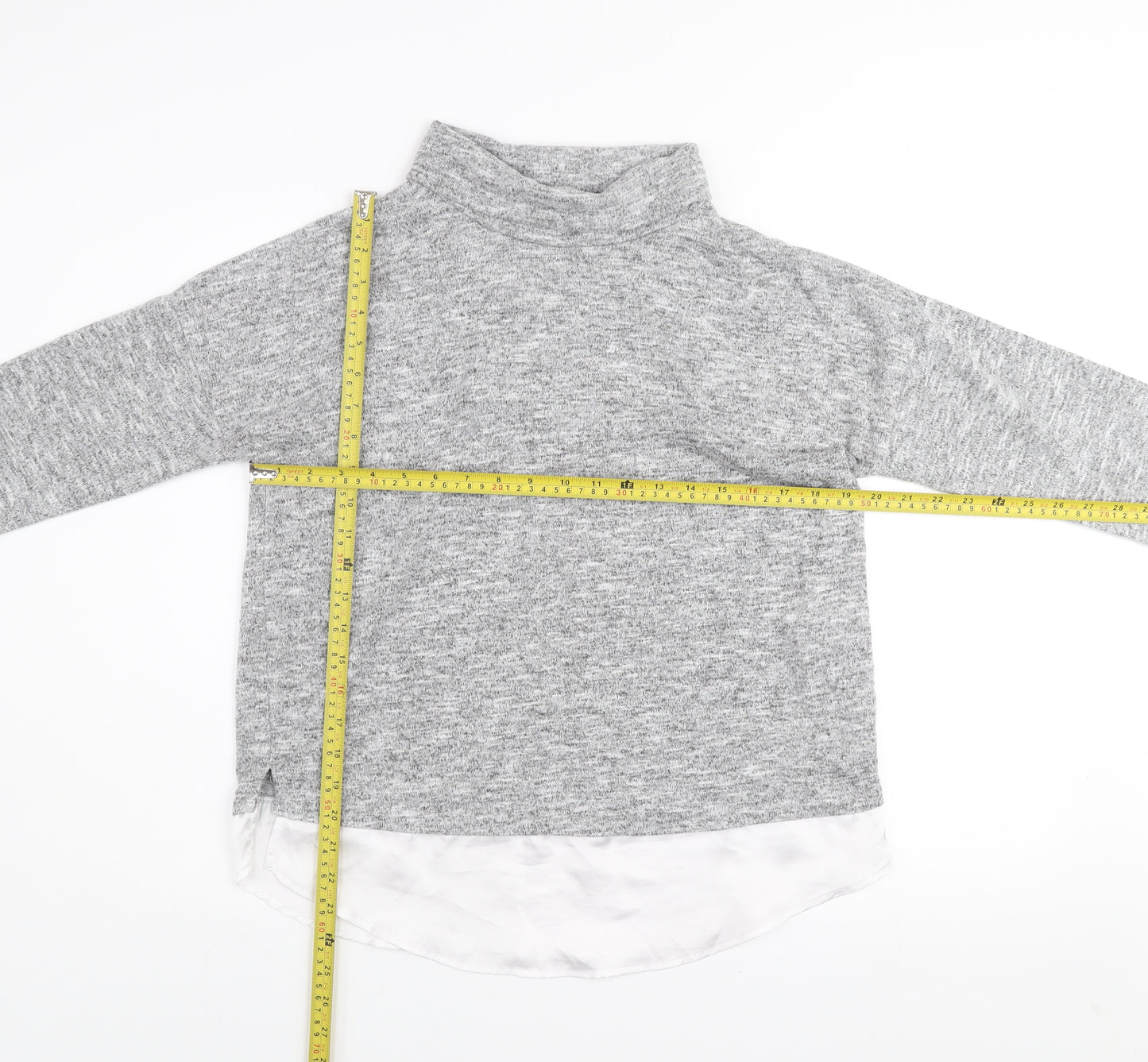 NOCOZO Women's Grey High Neck Long Sleeve Knit Jumper UK 12
