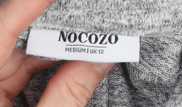 NOCOZO Women's Grey High Neck Long Sleeve Knit Jumper UK 12