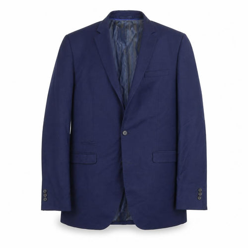 Identikit Men's Blue Wool Blend Two-Button Blazer Jacket Size 40L