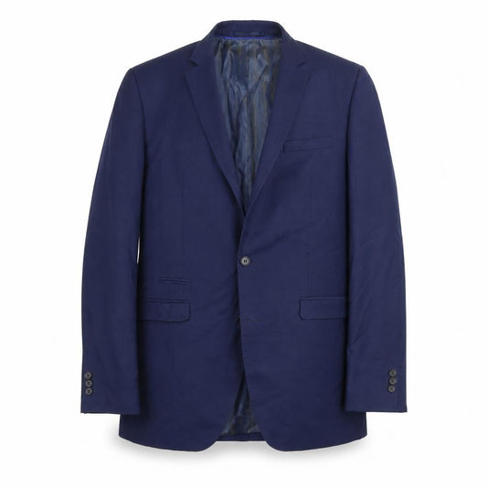 Identikit Men's Blue Wool Blend Two-Button Blazer Jacket Size 40L