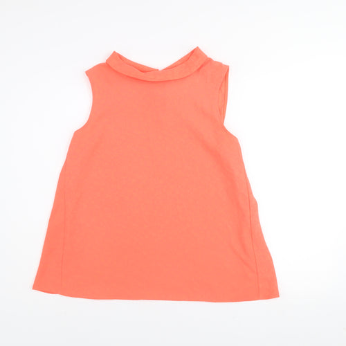 Gallery Womens Orange Sleeveless High Neck Bow Blouse Size 14