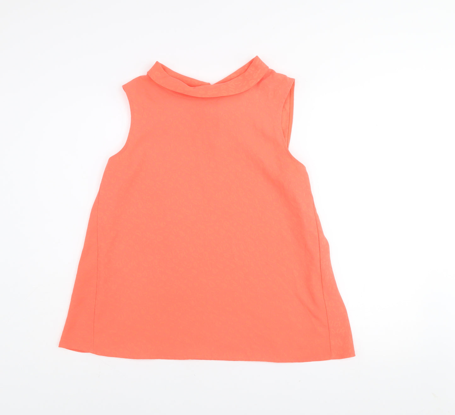 Gallery Womens Orange Sleeveless High Neck Bow Blouse Size 14
