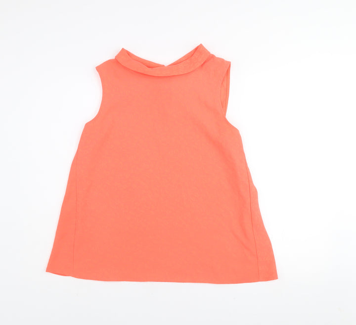 Gallery Womens Orange Sleeveless High Neck Bow Blouse Size 14