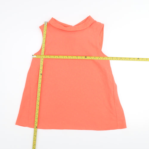 Gallery Womens Orange Sleeveless High Neck Bow Blouse Size 14