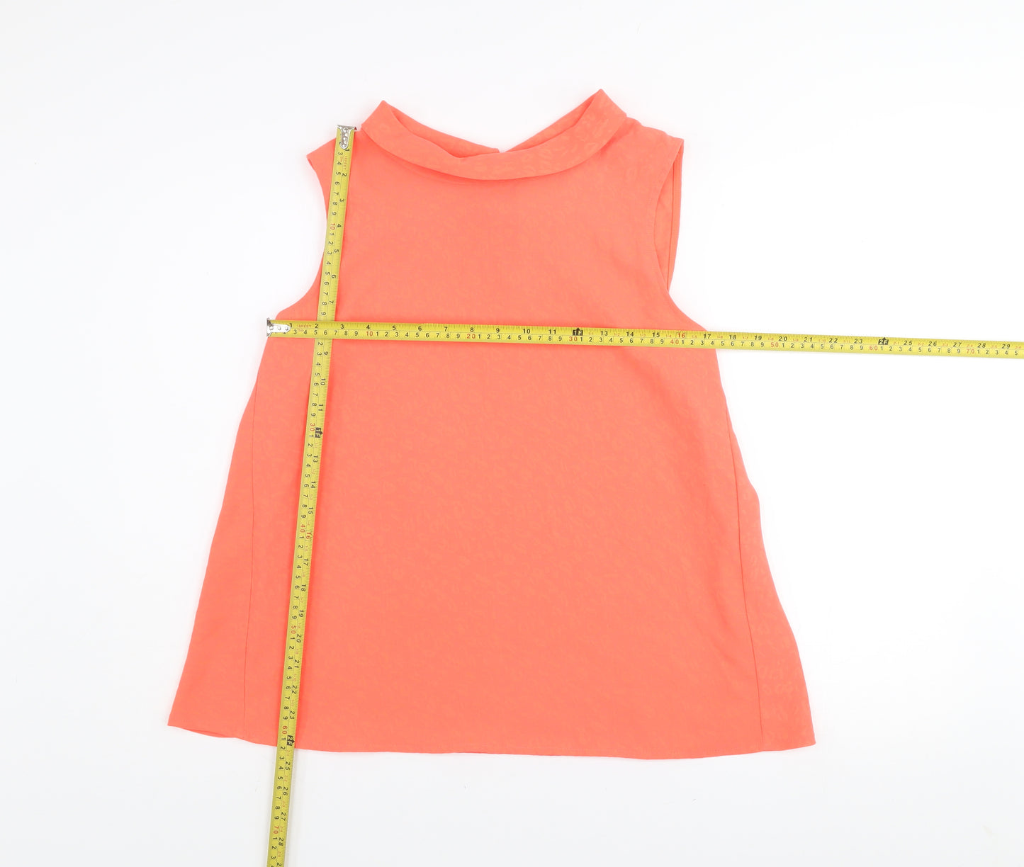 Gallery Womens Orange Sleeveless High Neck Bow Blouse Size 14