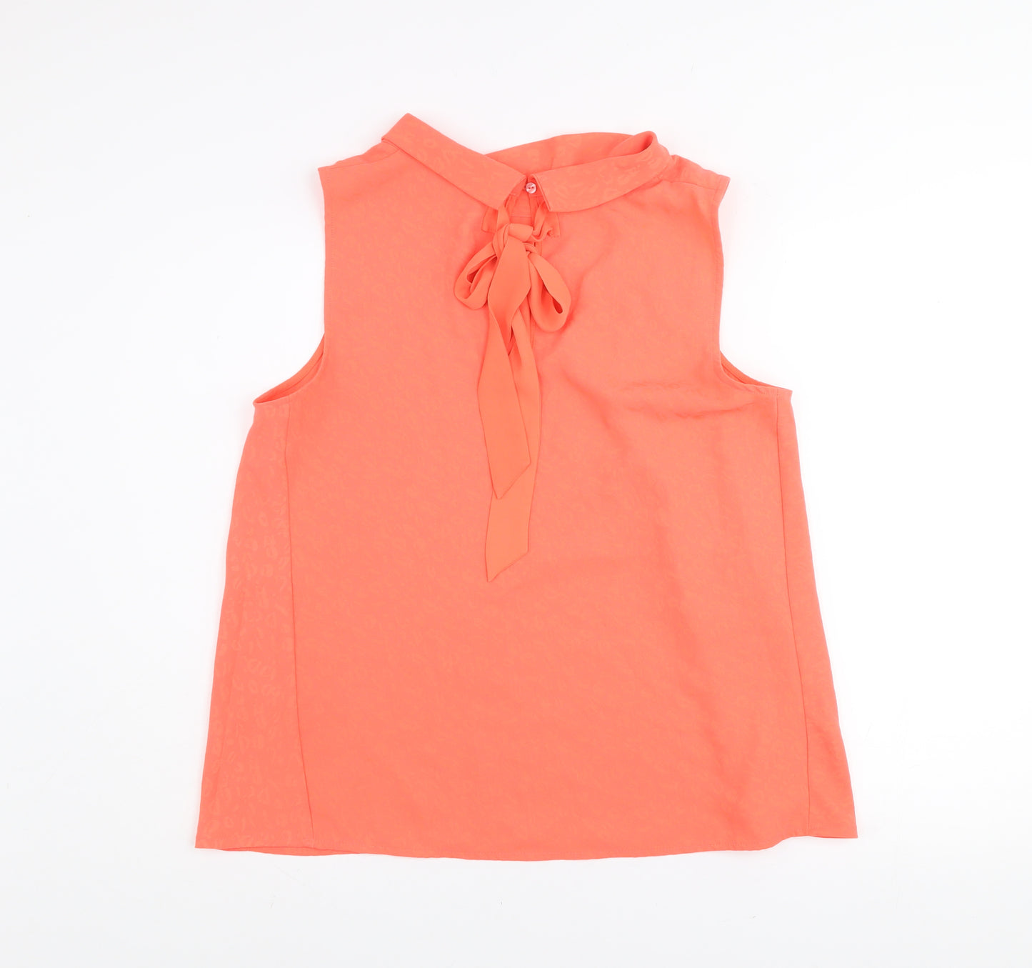 Gallery Womens Orange Sleeveless High Neck Bow Blouse Size 14