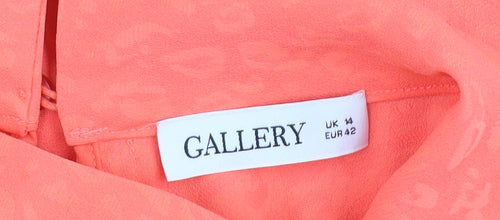 Gallery Womens Orange Sleeveless High Neck Bow Blouse Size 14