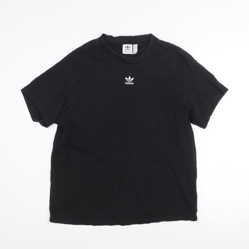 Adidas Women's Black Cotton Crew Neck Short Sleeve T-Shirt Size 10