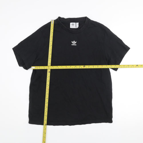 Adidas Women's Black Cotton Crew Neck Short Sleeve T-Shirt Size 10