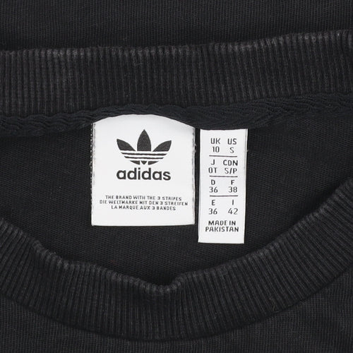 Adidas Women's Black Cotton Crew Neck Short Sleeve T-Shirt Size 10