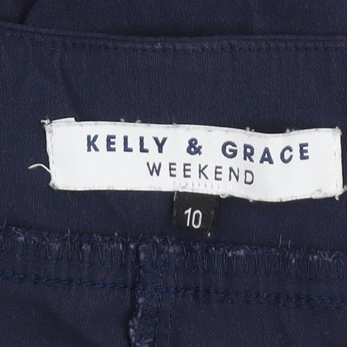 Kelly & Grace Weekend Women's Navy Cropped Trousers Size 10 Viscose Blend