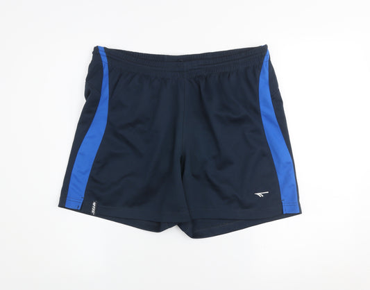Hi-Tec Men's Black and Blue Athletic Shorts Size L Polyester