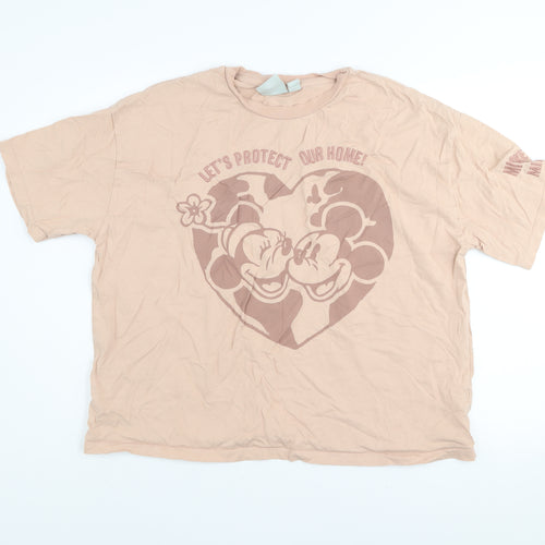 Disney Womens Beige Mickey & Minnie Organic Cotton T-Shirt XL