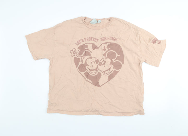 Disney Womens Beige Mickey & Minnie Organic Cotton T-Shirt XL