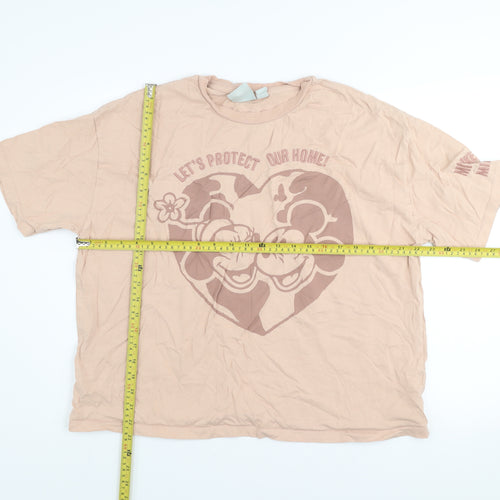 Disney Womens Beige Mickey & Minnie Organic Cotton T-Shirt XL