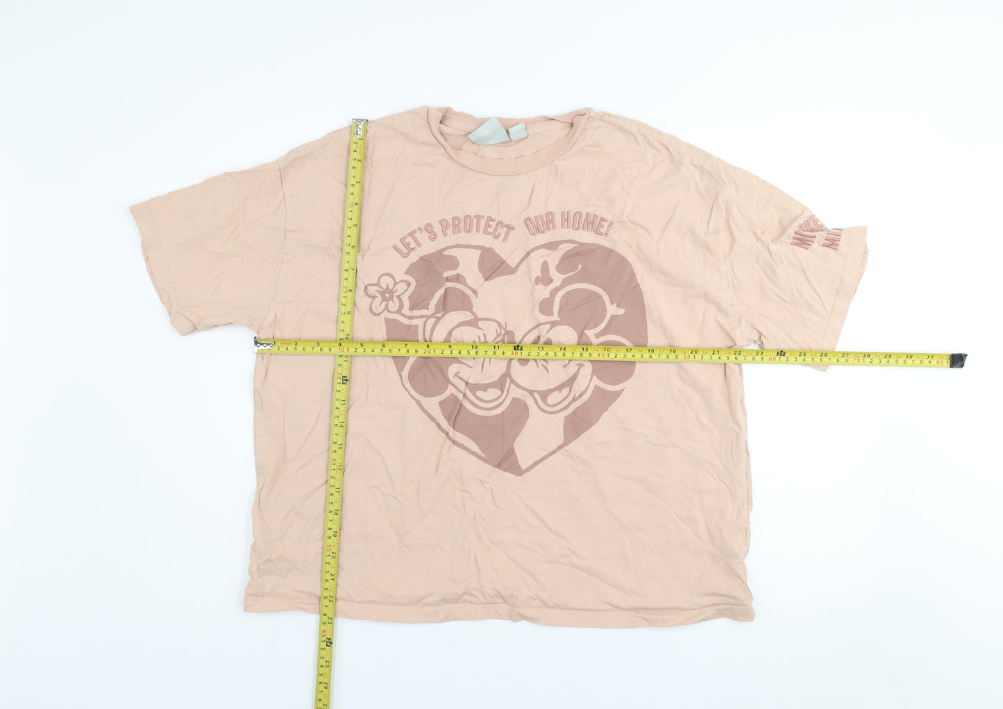 Disney Womens Beige Mickey & Minnie Organic Cotton T-Shirt XL