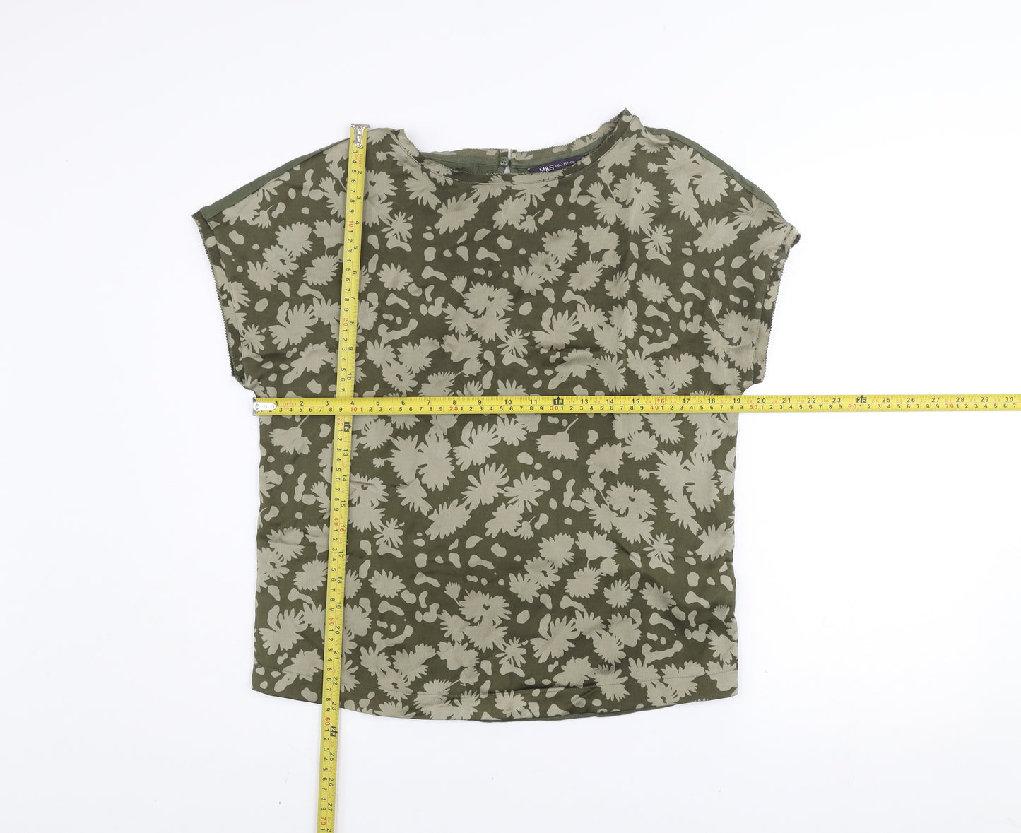 Marks and Spencer Women’s Green Floral Print Short Sleeve T-Shirt Size 8