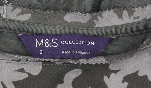 Marks and Spencer Women’s Green Floral Print Short Sleeve T-Shirt Size 8