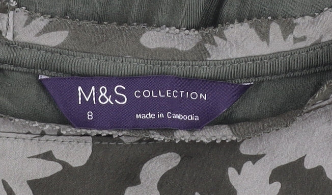 Marks and Spencer Women’s Green Floral Print Short Sleeve T-Shirt Size 8