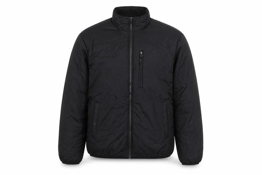 Front view of Free Country Men's Black XL Puffer Jacket Full Zip Polyester Winter Coat