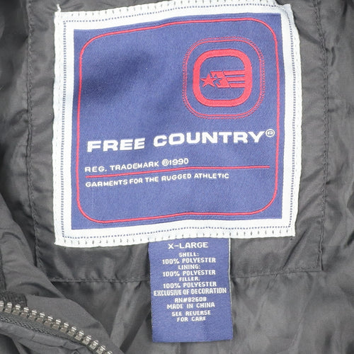 Free Country Men's Black XL Puffer Jacket Full Zip Polyester Winter Coat