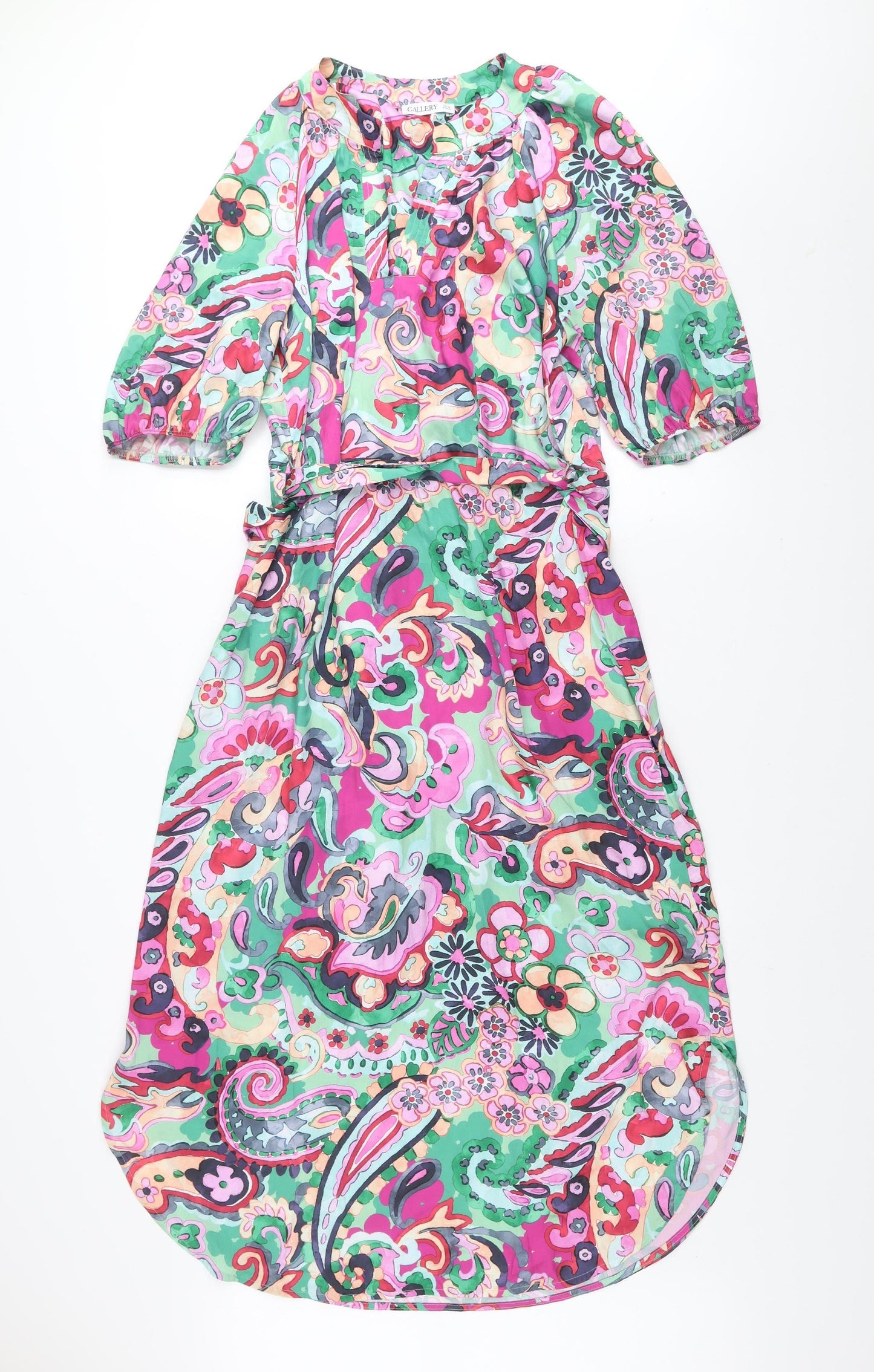 Gallery Women’s Multicoloured Paisley Midi A-Line Dress Size 14