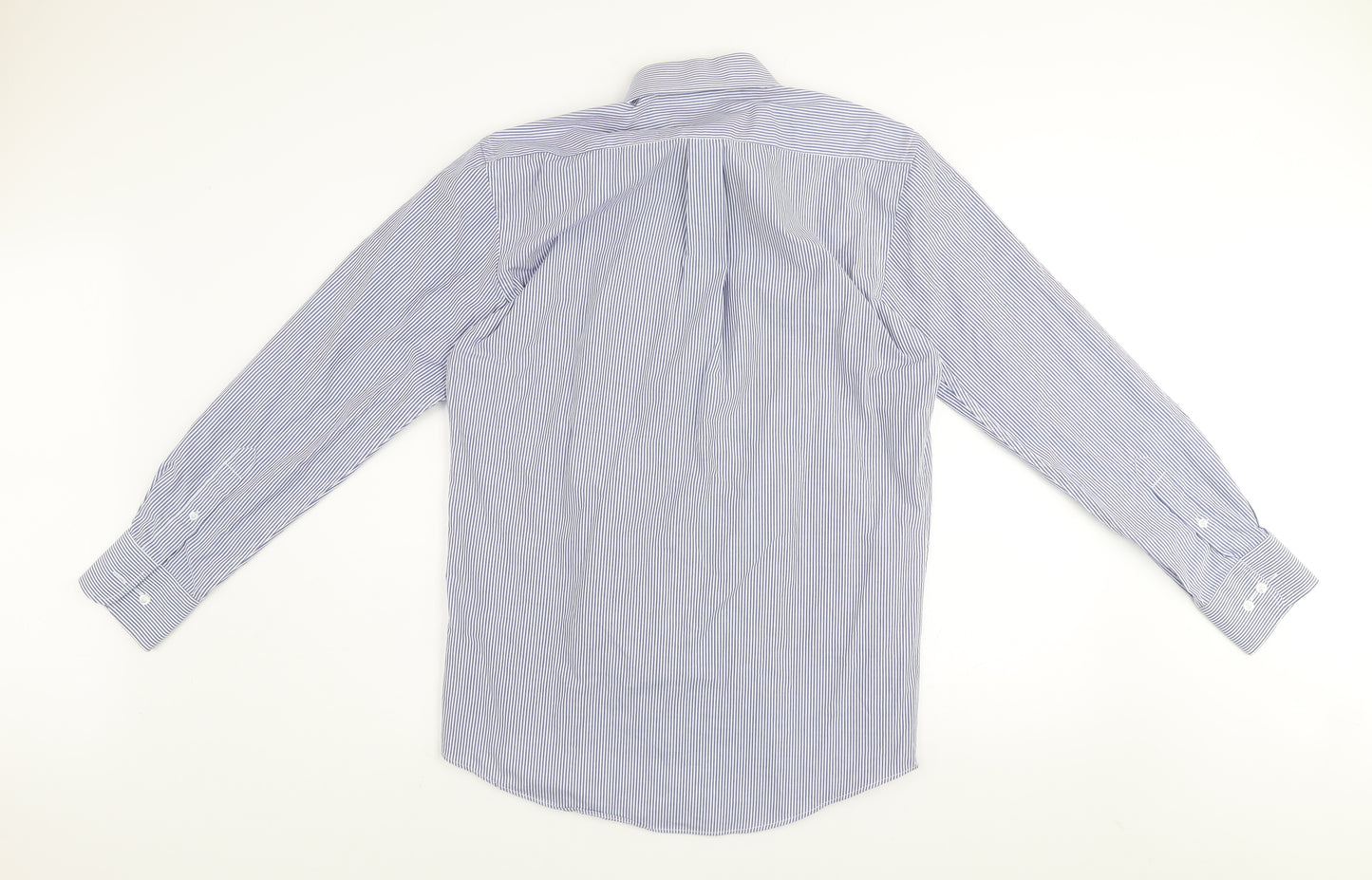 Dunnes Men's Blue Striped Regular Fit Long Sleeve Button-Up Shirt Size 15