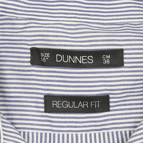 Dunnes Men's Blue Striped Regular Fit Long Sleeve Button-Up Shirt Size 15