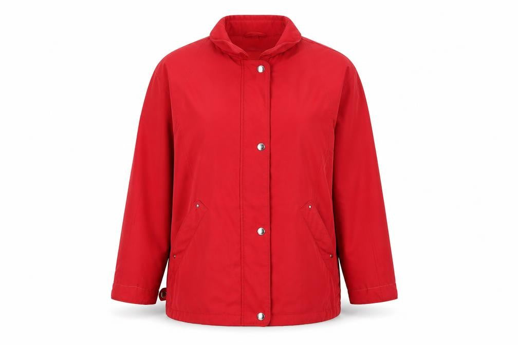 Front view of Dannimac Women Red L Mid-Length Rain Coat Jacket