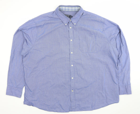 Maine New England Men's Blue 2XL Button Down Long Sleeve Cotton Blend Dress Shirt